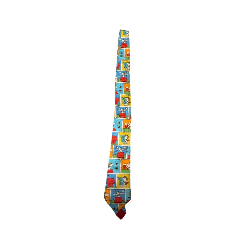 Handsewn Peanuts Snoopy Comic Strip Necktie Multicolor Flying‎ Ace Novelty Tie